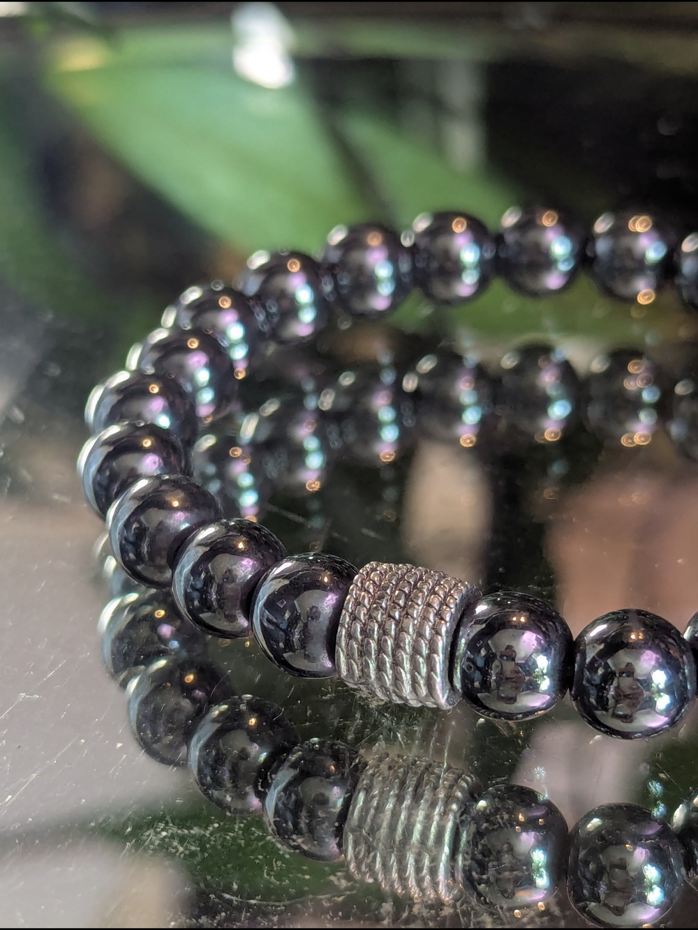 B-Quality Hematite Beaded Crystal Stretch Bracelet Specimine